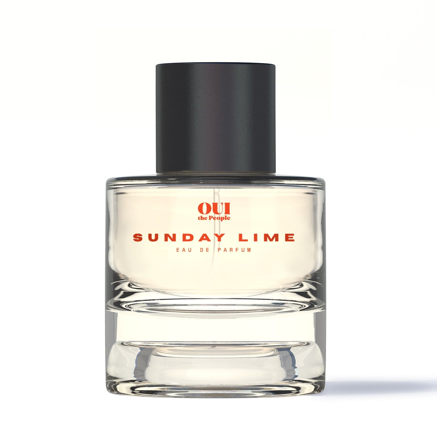 Perfume bottle labeled 'Sunday Lime' on a white background