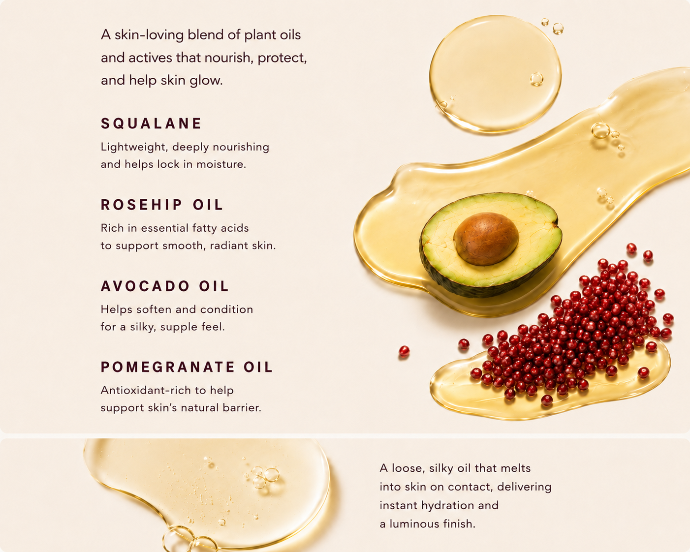 Featherweight Body Gloss plant oils and texture details