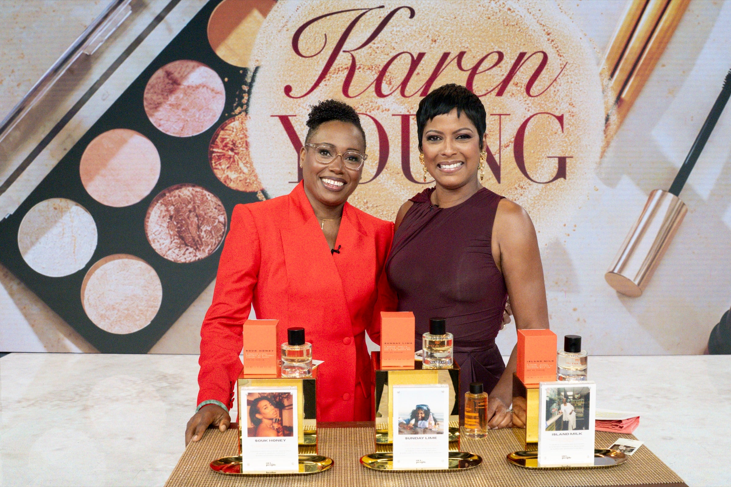 Karen Young with Tamron Hall and OUI the People fragrances